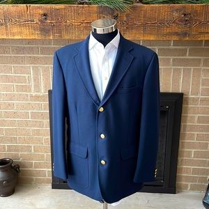 Orvis Men's 44R Blue 3-button gold buttons vintage sport coat Made in USA EUC